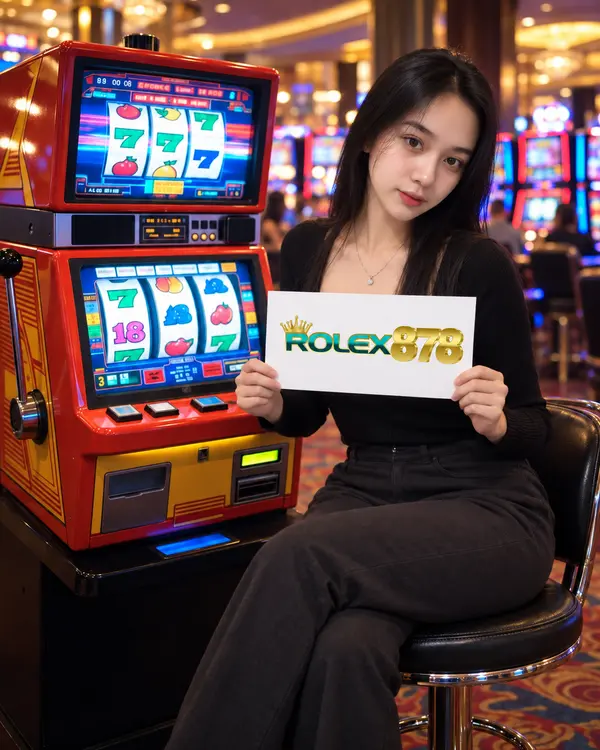 Model memegang logo ROLEX878